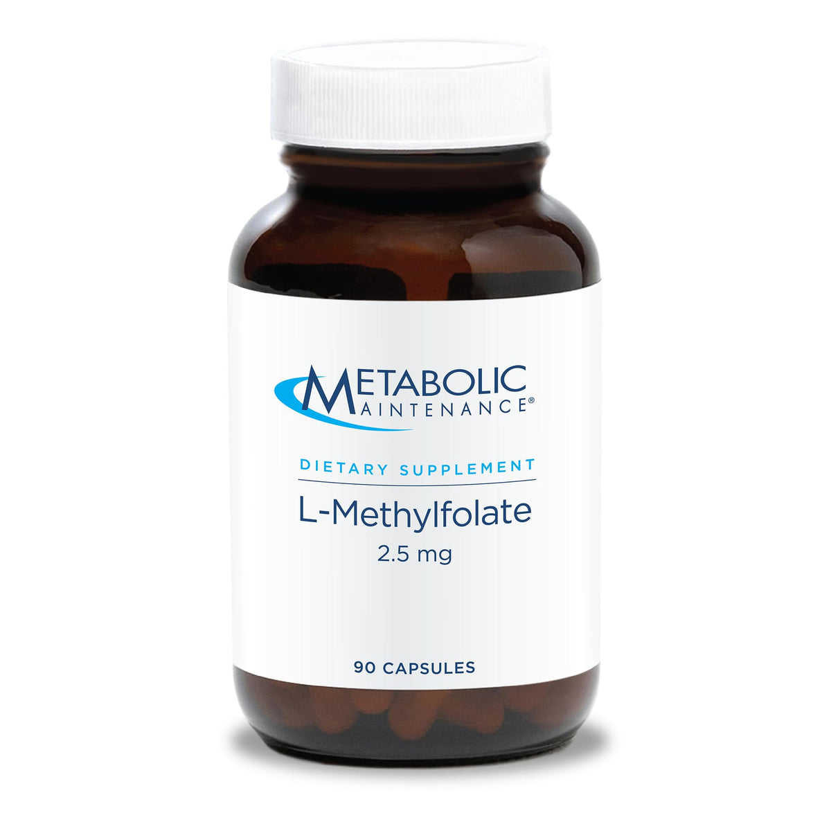 Metabolic Maintenance L-Methylfolate bottle front showing pure B9 for brain support