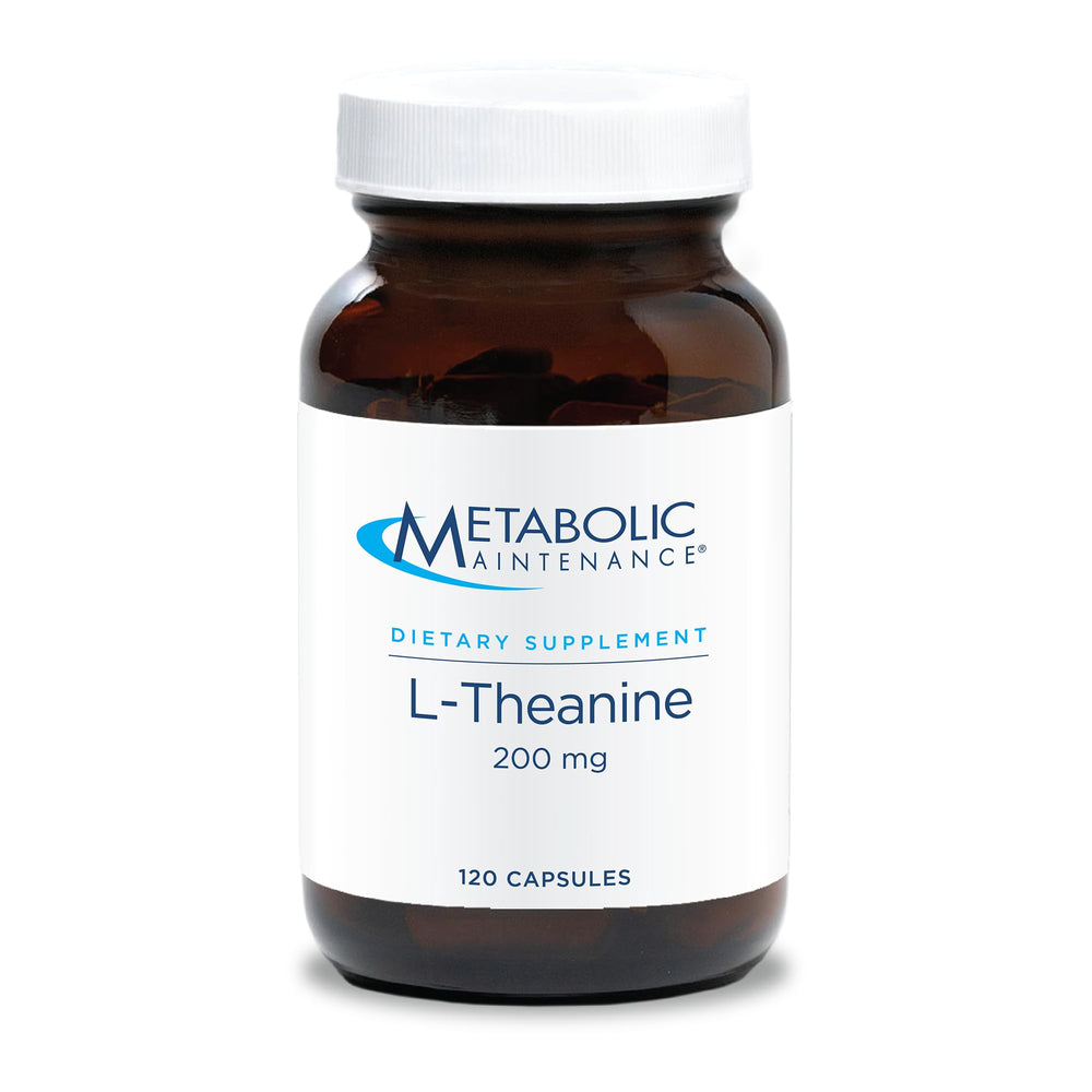 Metabolic Maintenance L-Theanine 200mg bottle front for calm focus and daily use
