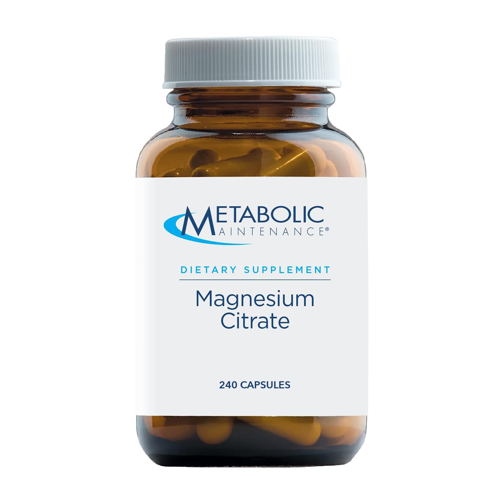 Metabolic Maintenance magnesium citrate capsules bottle front view for daily use.