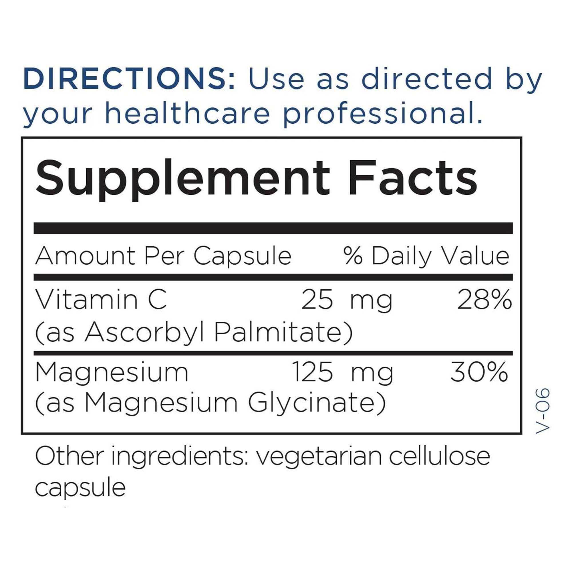 Metabolic Maintenance Magnesium Glycinate bottle with vitamin C note supporting overall wellness.