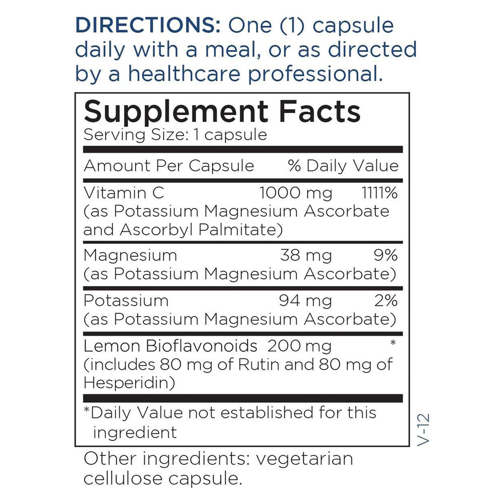 Metabolic Maintenance bottle includes USP-grade vitamin C with pure ingredients