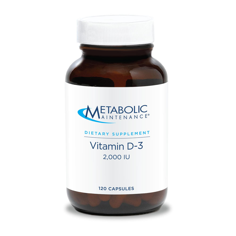 Metabolic Maintenance Vitamin D-3 2000 IU bottle for daily bone and immune support.