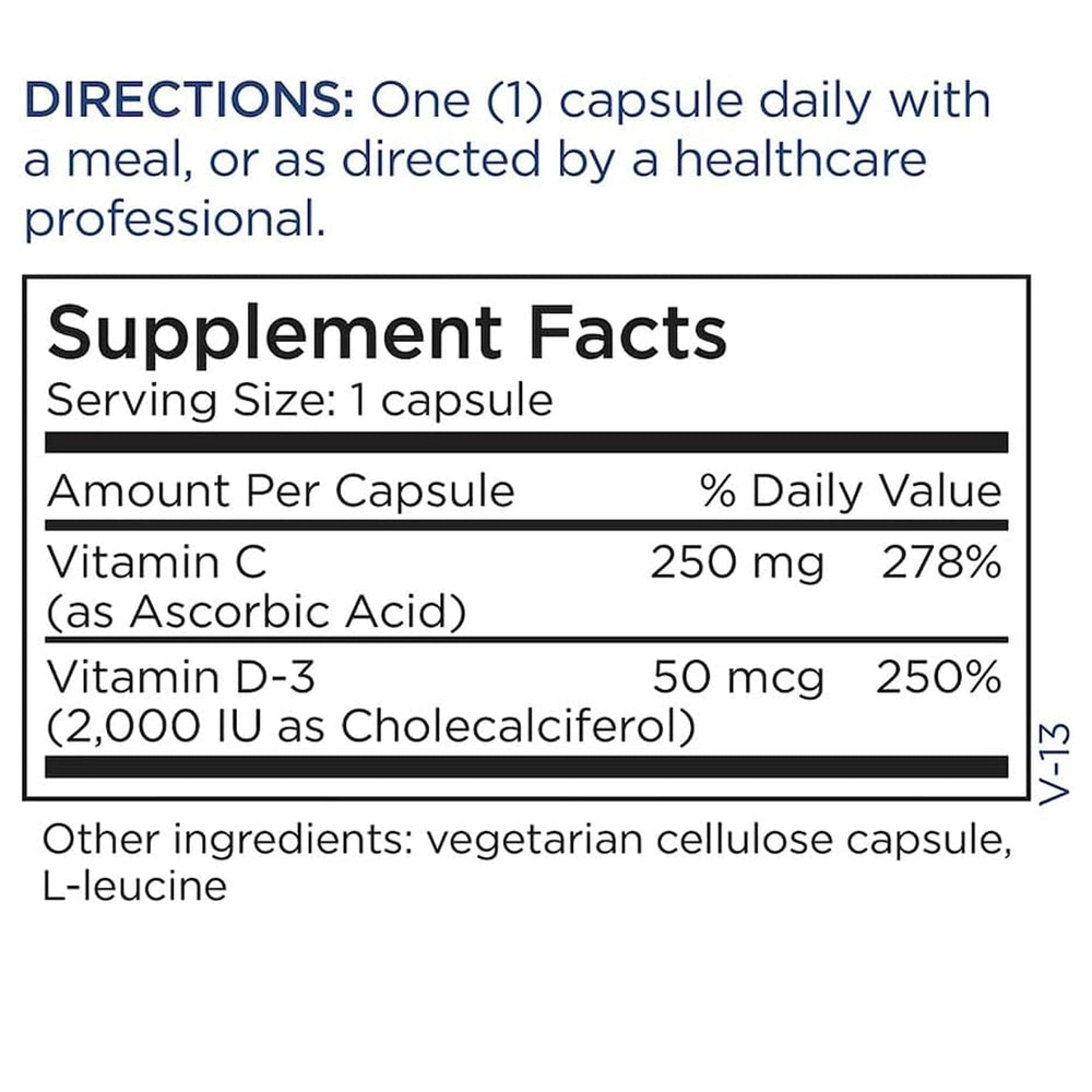 Packaging display for Metabolic Maintenance Vitamin D-3 2000 IU with Vitamin C.