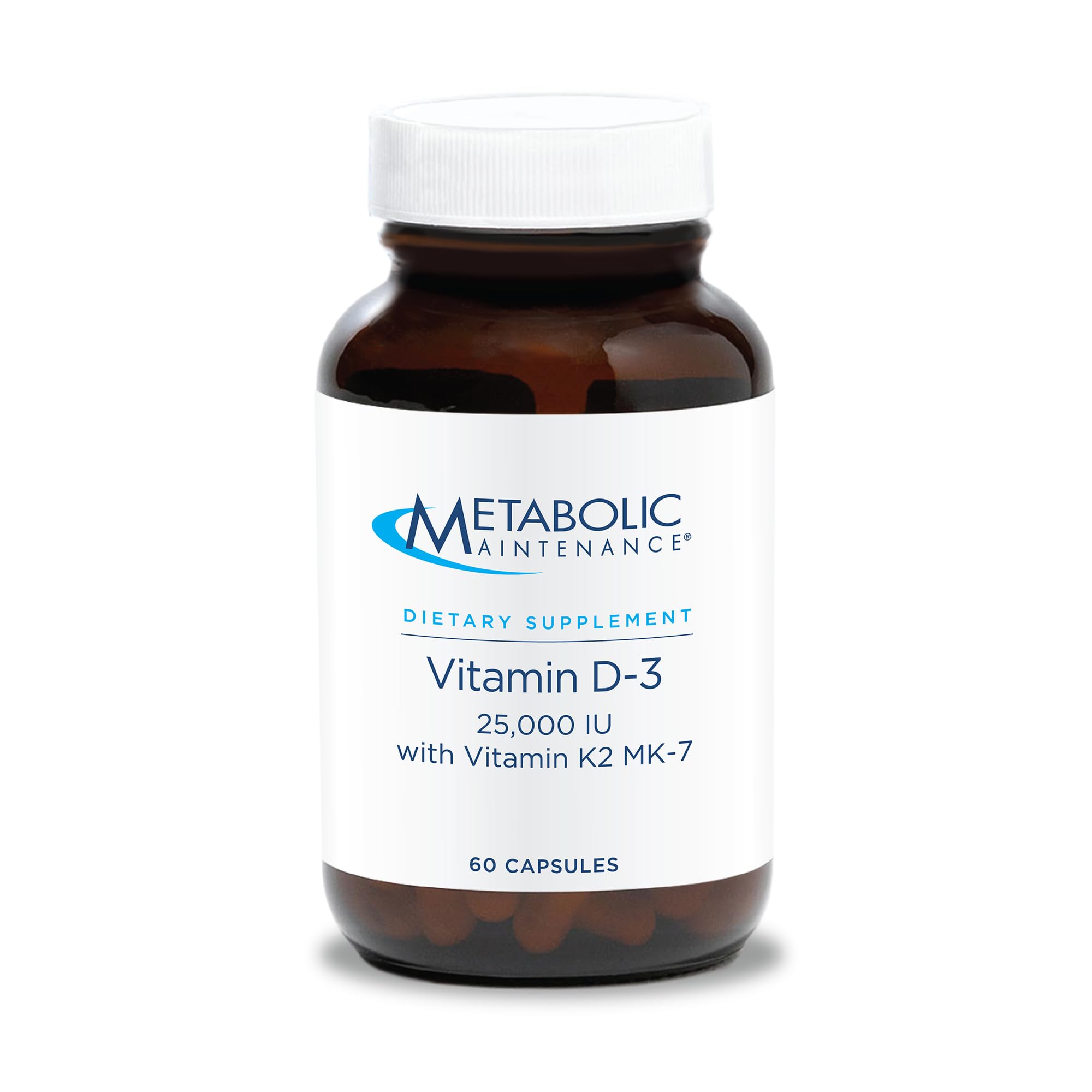 Metabolic Maintenance Vitamin D3 K2 bottle showcases 25,000 IU for bone support.