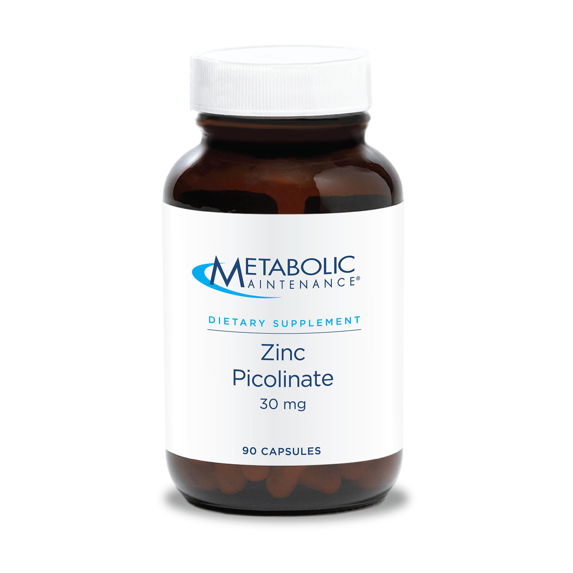 Metabolic Maintenance Zinc Picolinate 30 mg bottle showcases the high-absorption formula for daily immune support.
