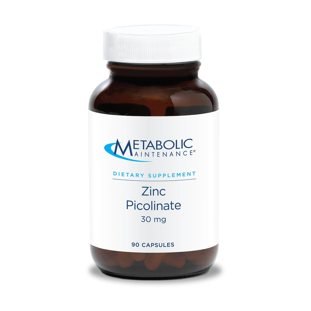 Metabolic Maintenance Zinc Picolinate 30 mg bottle showcases the high-absorption formula for daily immune support.