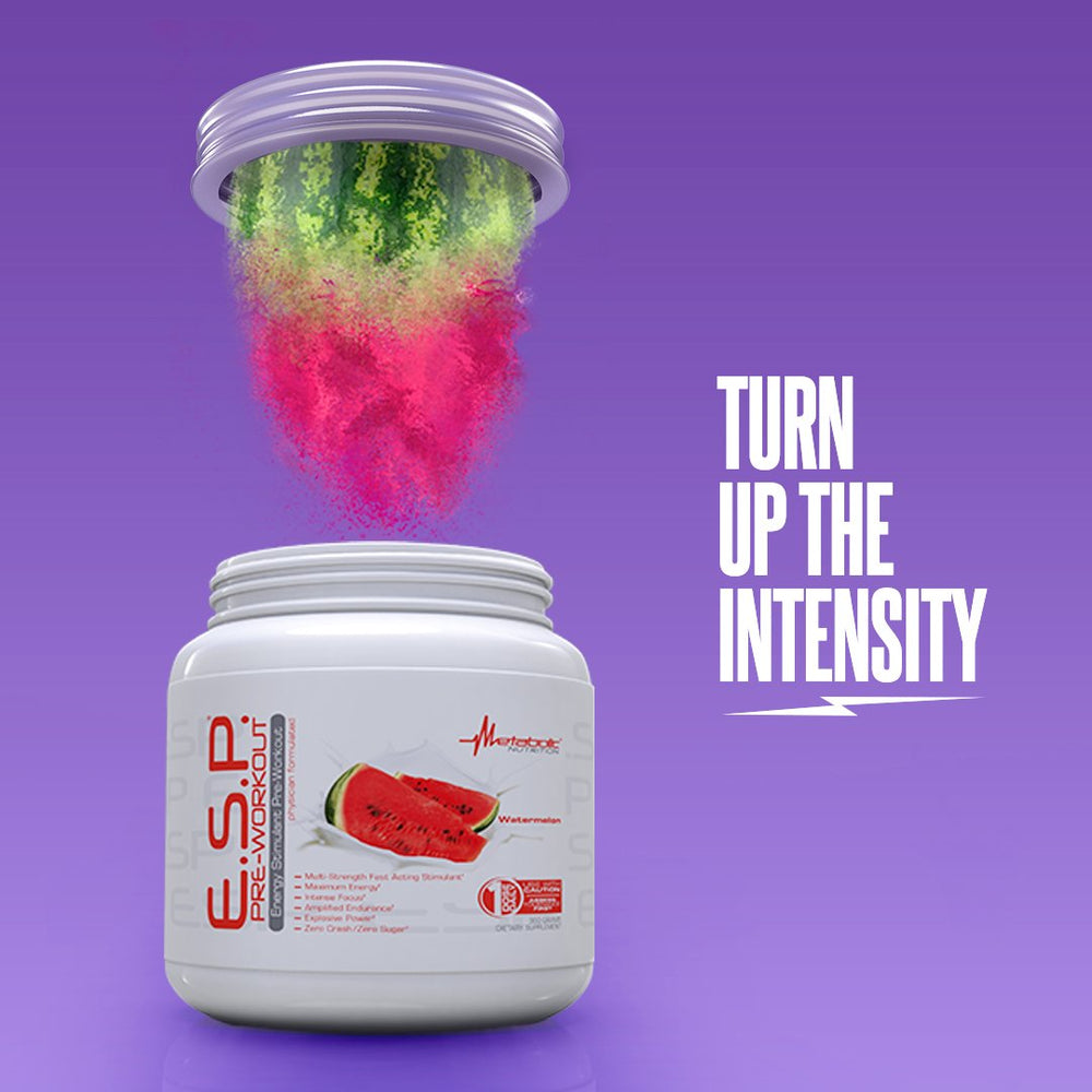 ESP fruit punch powder viewed in shaker shows vibrant color.