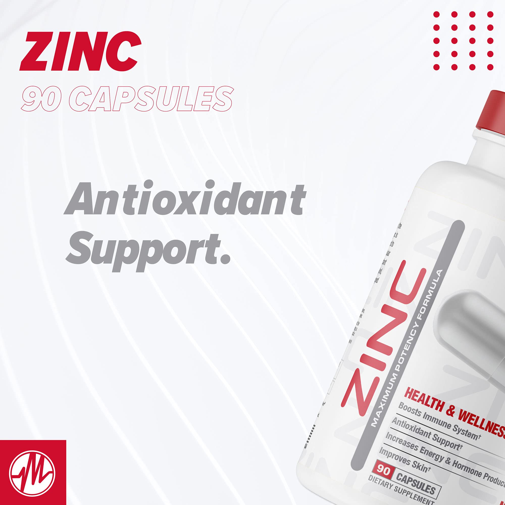 Metabolic Nutrition zinc capsules promoting skin health in close-up.