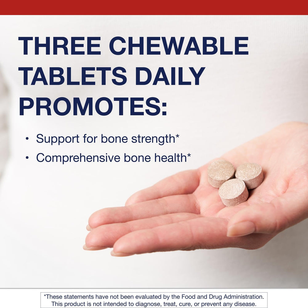 Metagenics Bone Builder chewable tablets with magnesium for mineral balance.