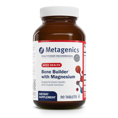 Metagenics Bone Builder Magnesium bottle supports daily mineral balance for bone wellness.