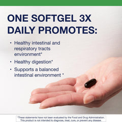 Close-up of Metagenics CandiBactin-AR softgels emphasizing enteric coating
