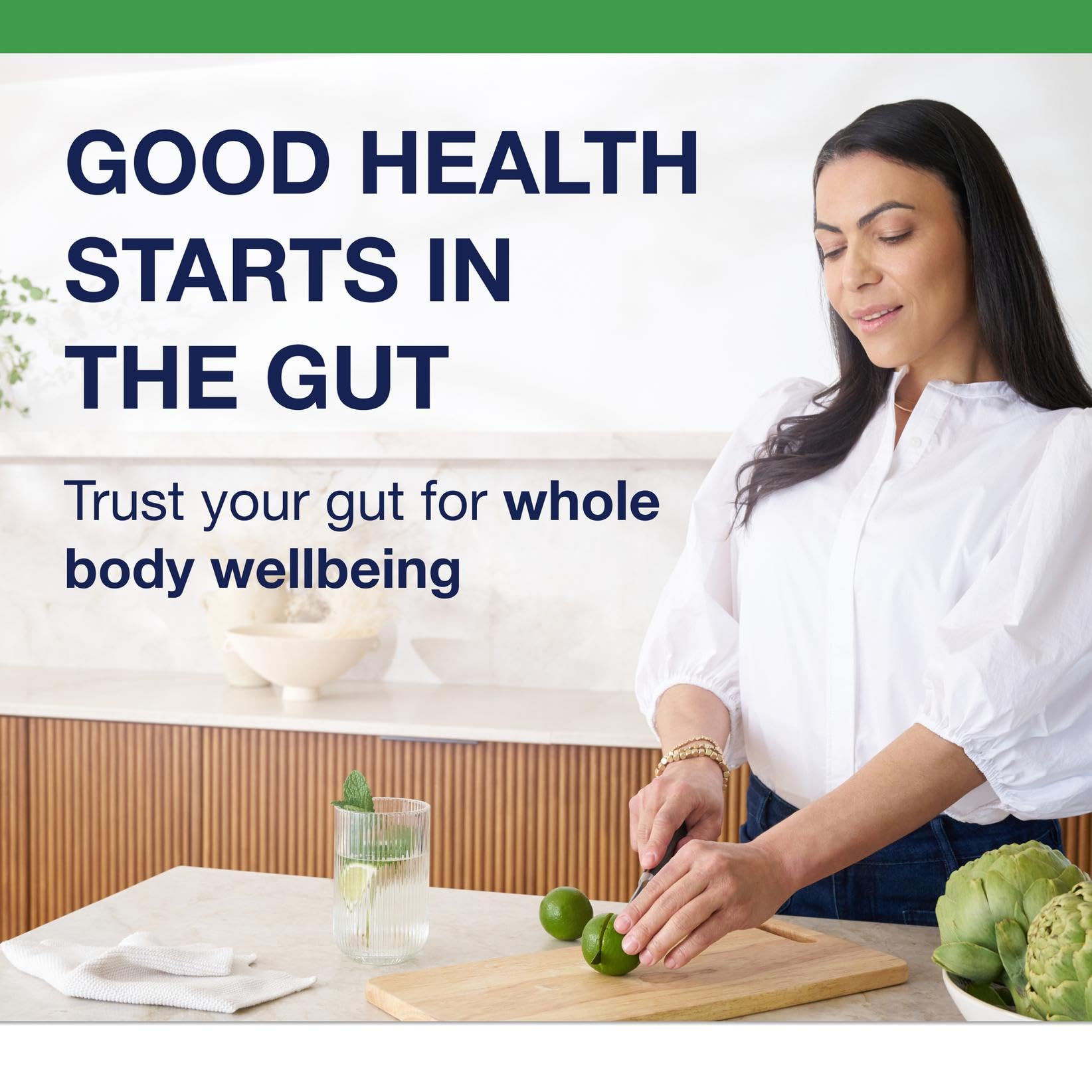 Metagenics CandiBactinBR bottle against clean backdrop signaling gut support.