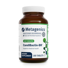 Metagenics CandiBactinBR bottle front for daily gut balance.