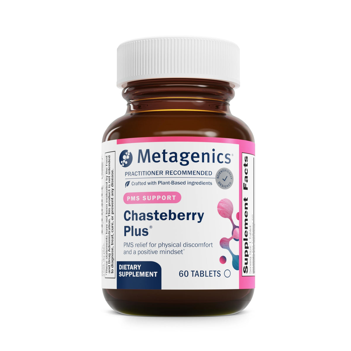 Metagenics Chasteberry Plus bottle front promoting hormonal balance.