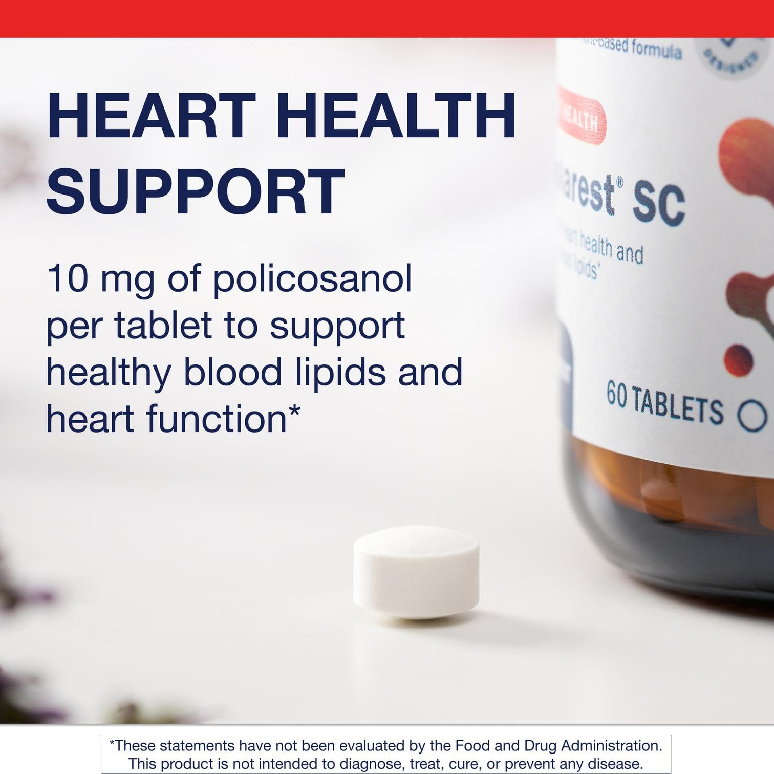 Metagenics Cholarest SC tablet 10 mg label emphasizing cardiovascular support.