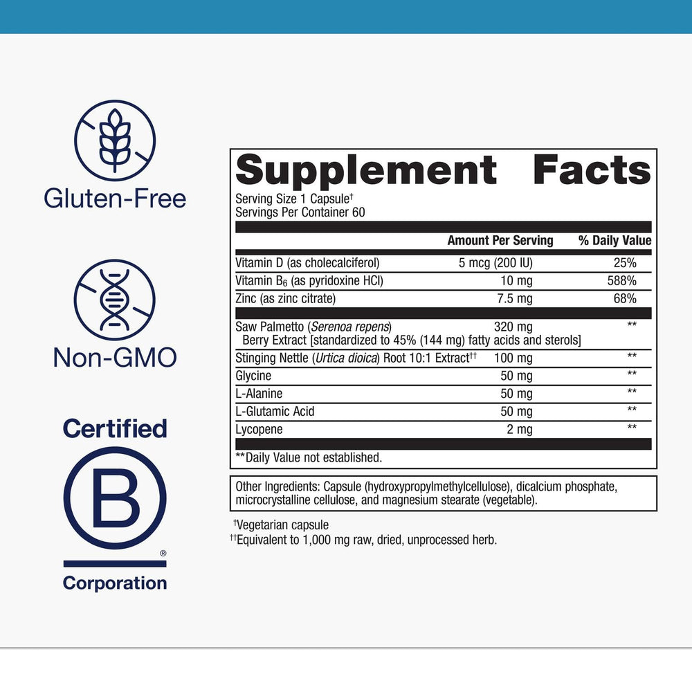 Metagenics Prostagen capsules arranged for daily urinary health routine.