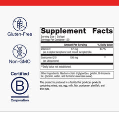 Metagenics CoQ10 softgels pour demonstrates easy daily intake and antioxidant protection