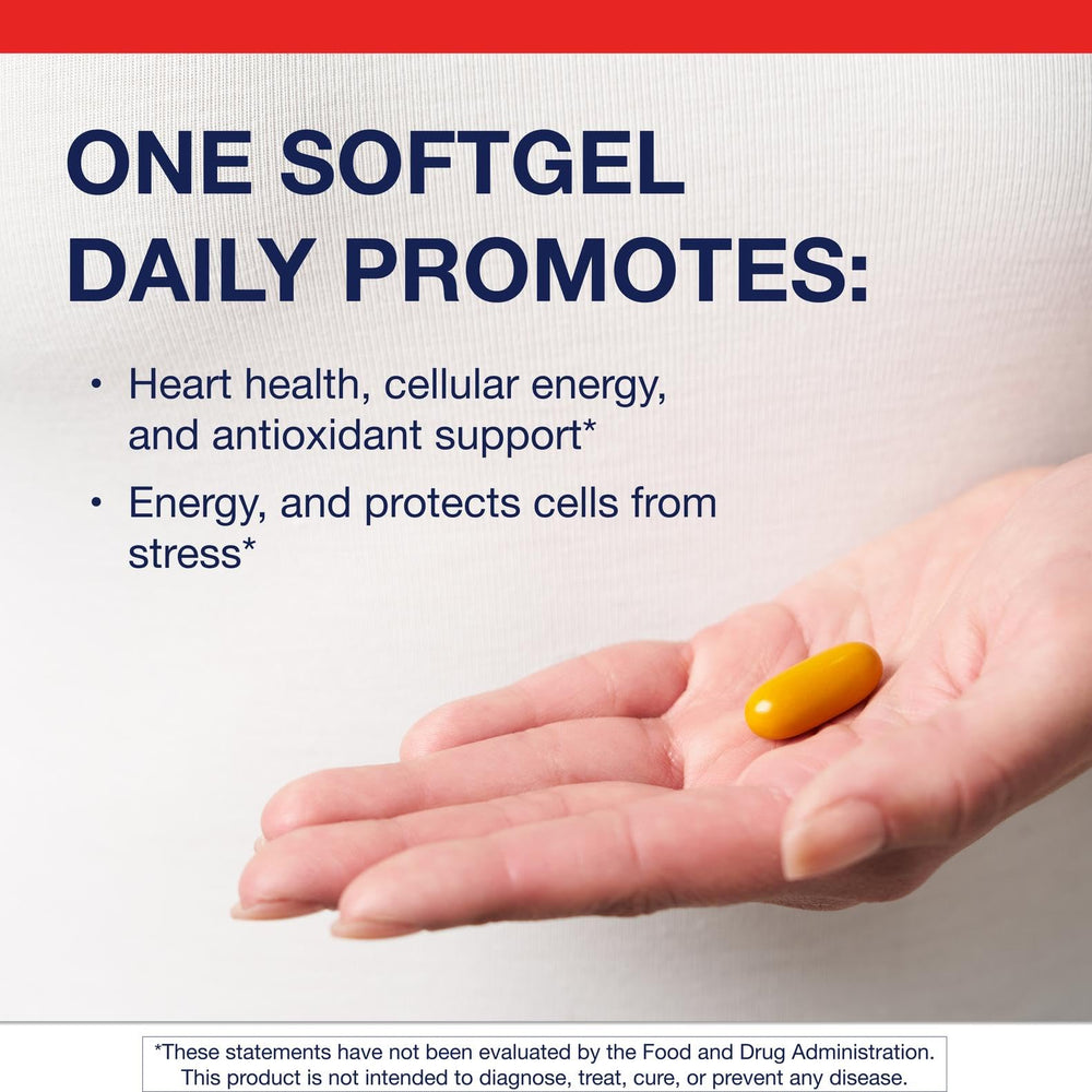 Metagenics CoQ10 ST-200 label detail showing non-GMO and gluten-free claims