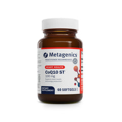 Metagenics CoQ10 ST-100-100 mg bottle for heart and energy support.