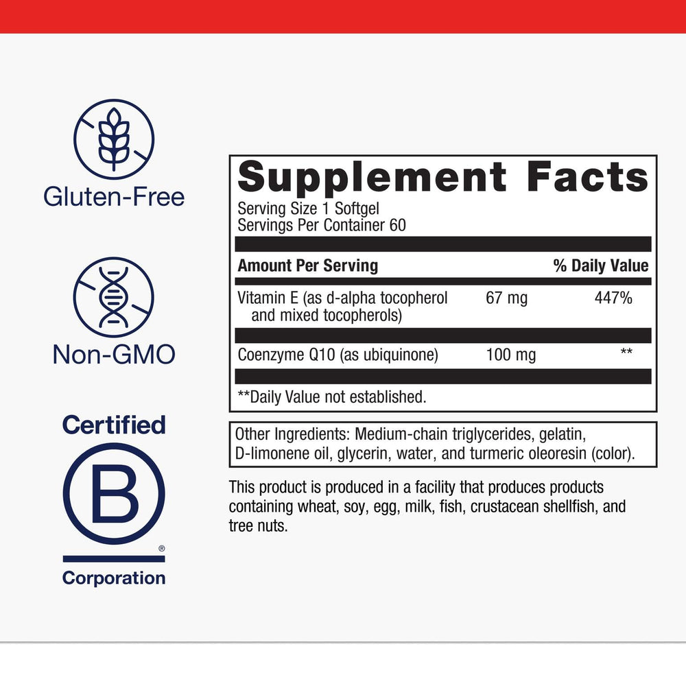 Metagenics CoQ10 ST-100-100 mg label closeup highlights formula.
