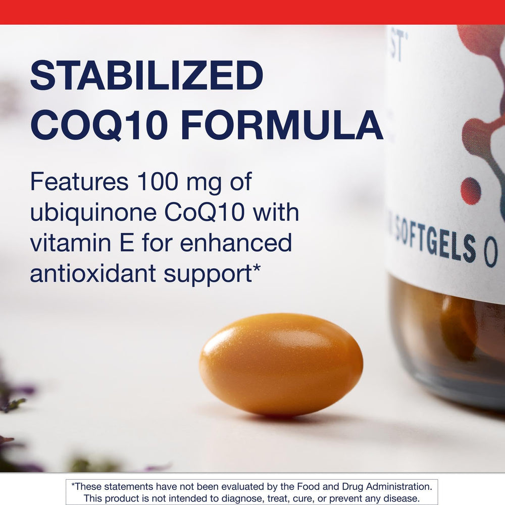 Vitamin E ingredient visual with Metagenics CoQ10 ST-100-100 mg.