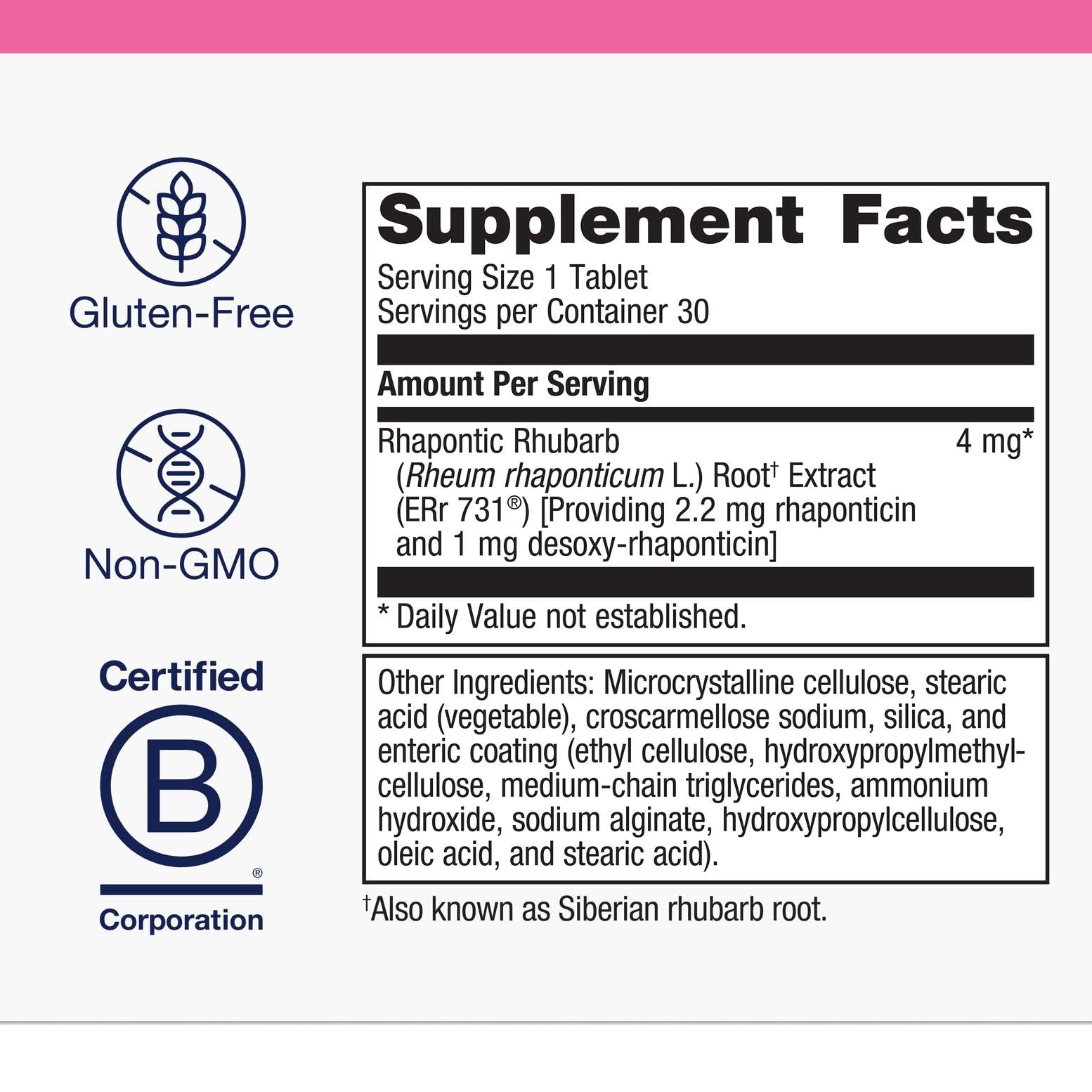 Estrovera tablet close-up highlighting the 4 mg daily dose for energy and balance.