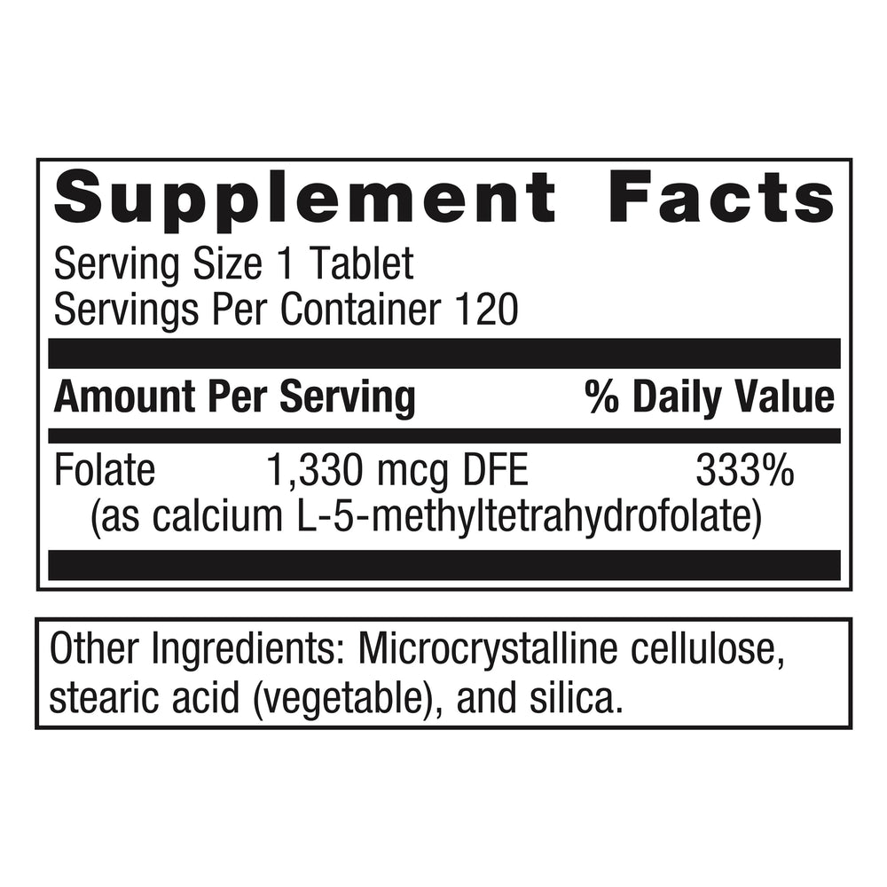 Metagenics FolaPro bottle back label with ingredients and testing