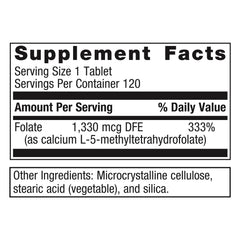 Metagenics FolaPro bottle back label with ingredients and testing