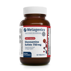 Metagenics Glucosamine Sulfate bottle label close-up highlighting joint support