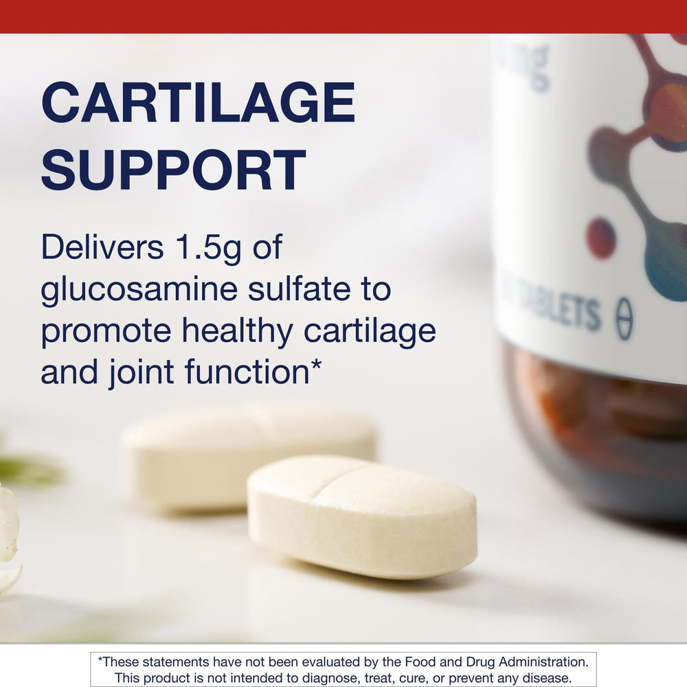 Metagenics Glucosamine Sulfate bottle on white background for joint support