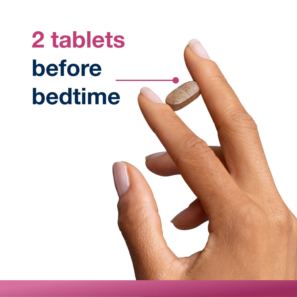 Metagenics HerWellness Recharge nighttime routine scene illustrates wind-down benefit.