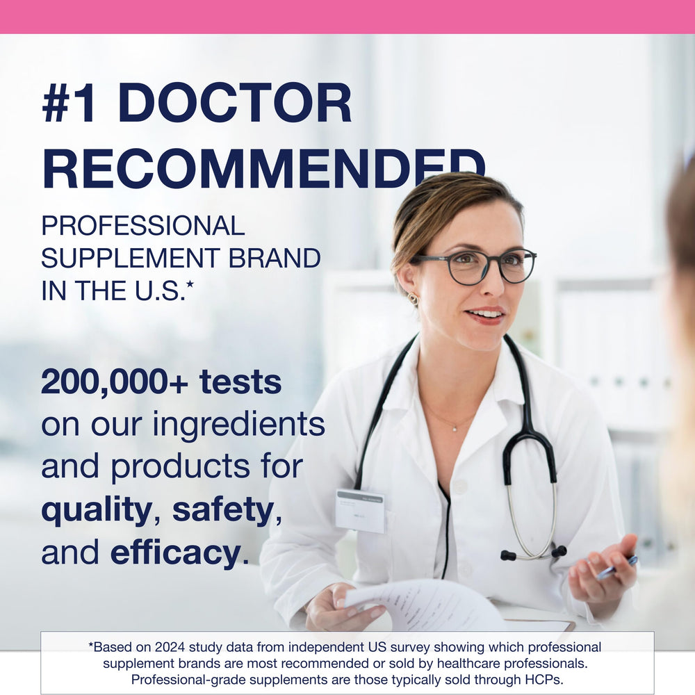 Metagenics HerWellness Recharge side view bottle detail emphasizes compact daily use.