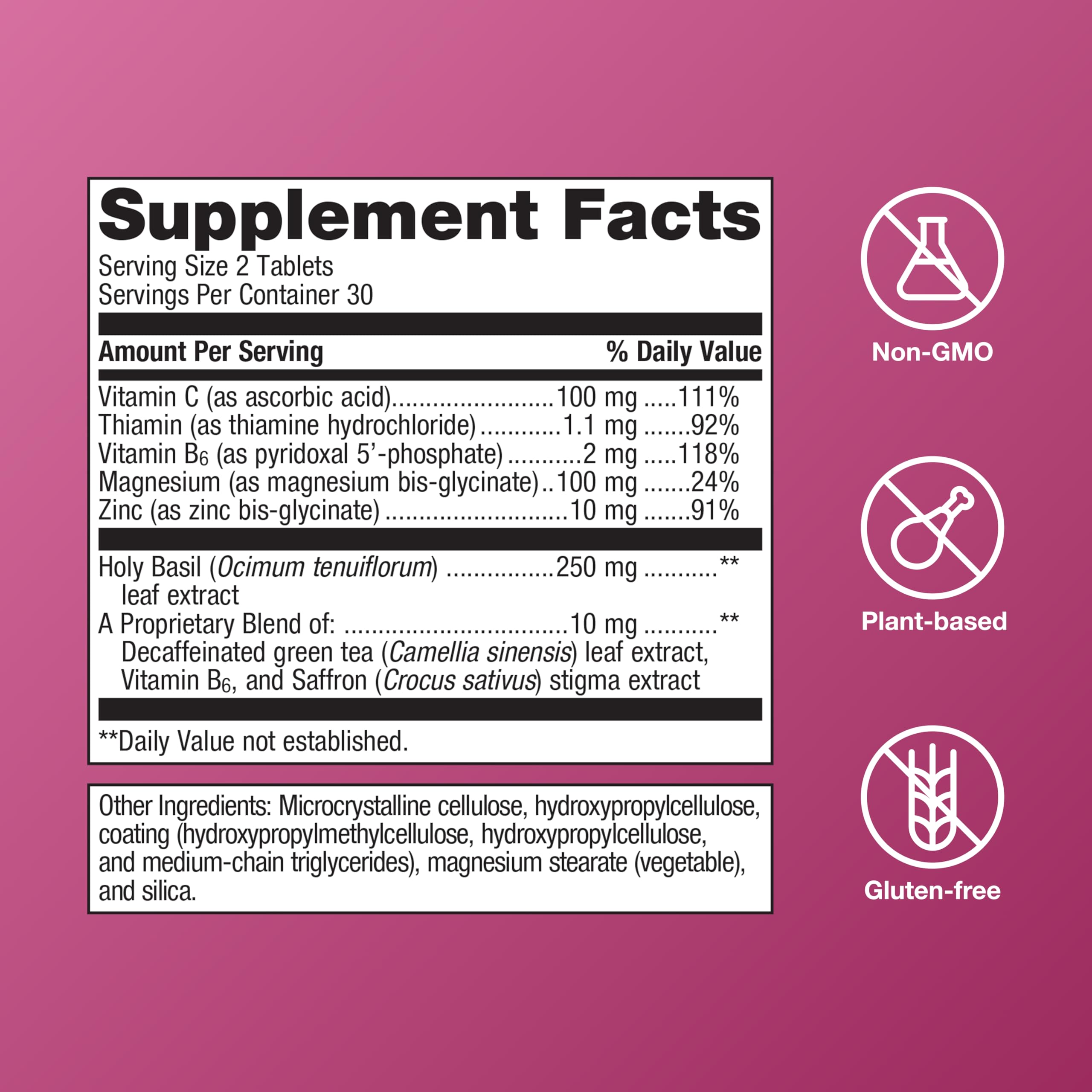 Metagenics HerWellness Recharge tablet closeup highlights chelated magnesium support.