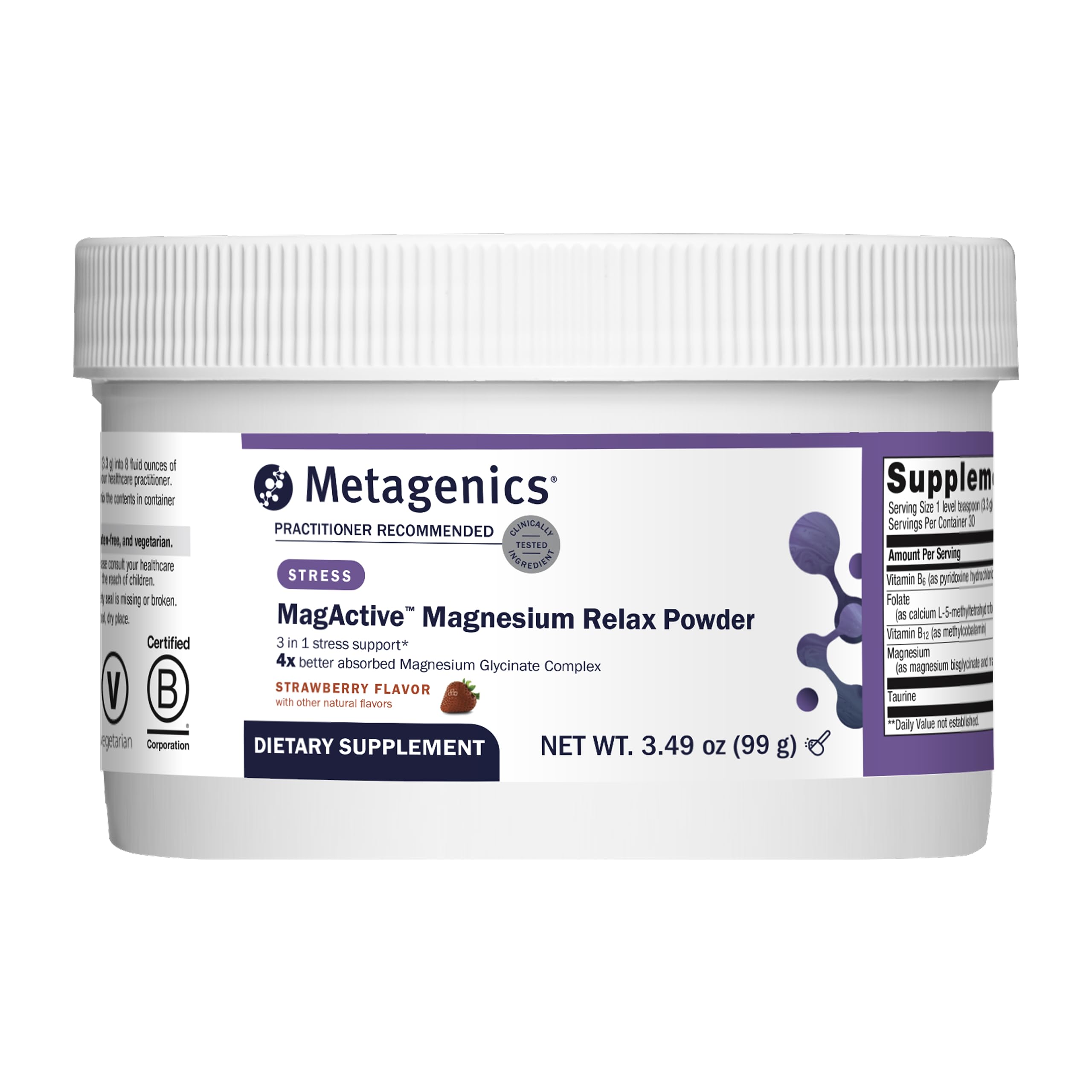 Metagenics MagActive Relax powder in package provides convenient calming support.