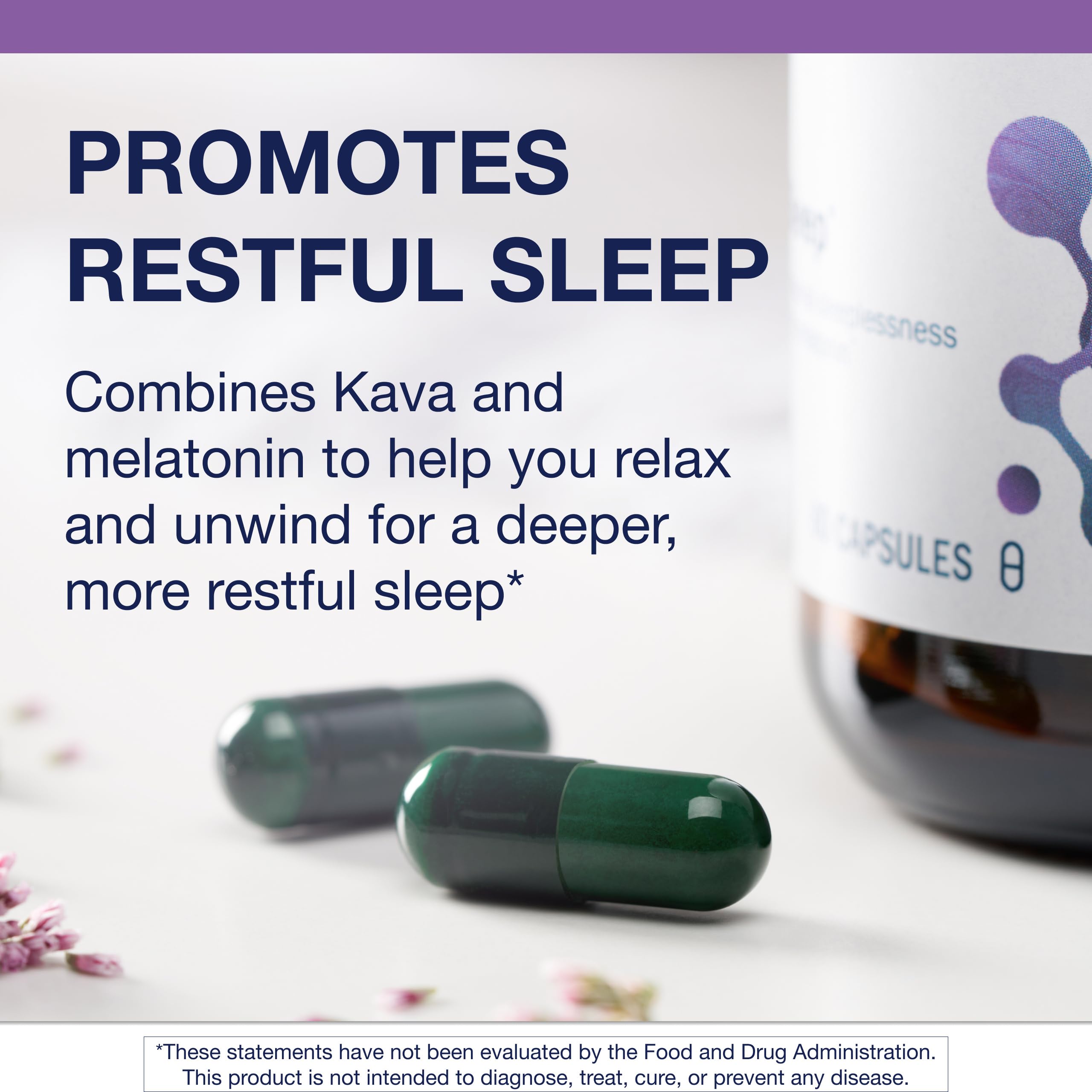 Metagenics MetaSleep with kava root emphasizes calming nighttime relaxation