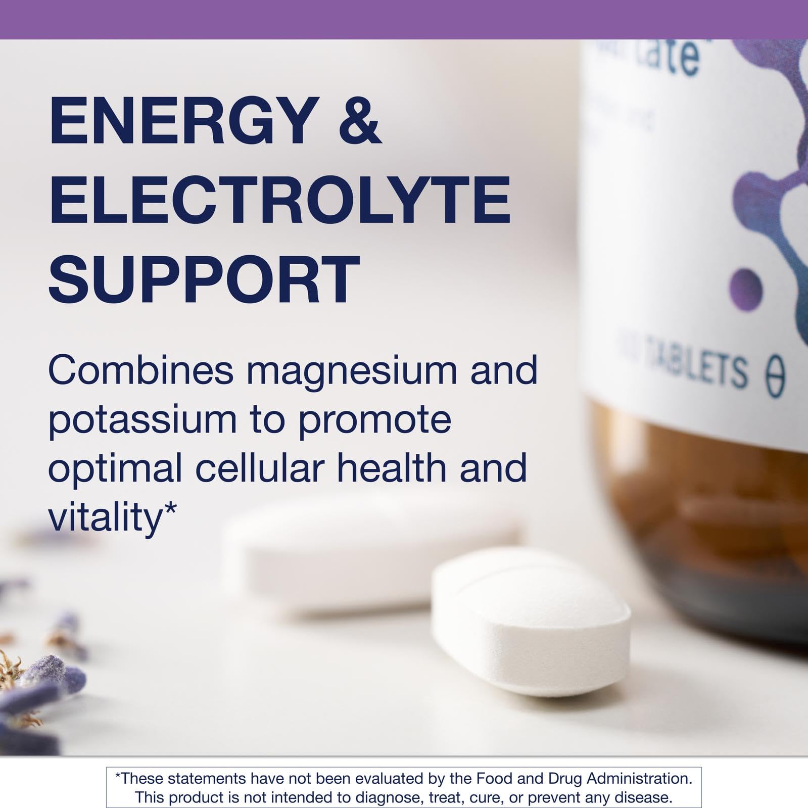 Metagenics Mg/K Aspartate tablet with water for workout recovery.