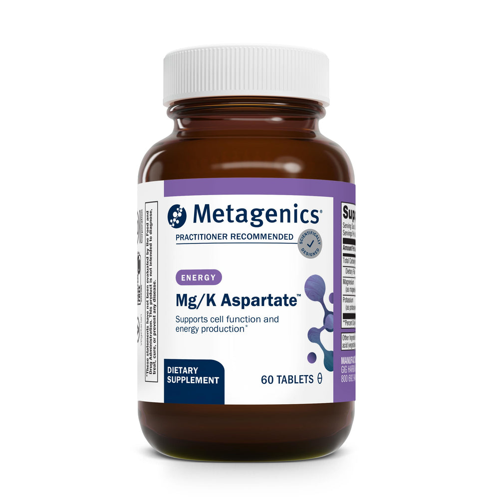 Metagenics Mg/K Aspartate tablets for balanced electrolytes during activity.