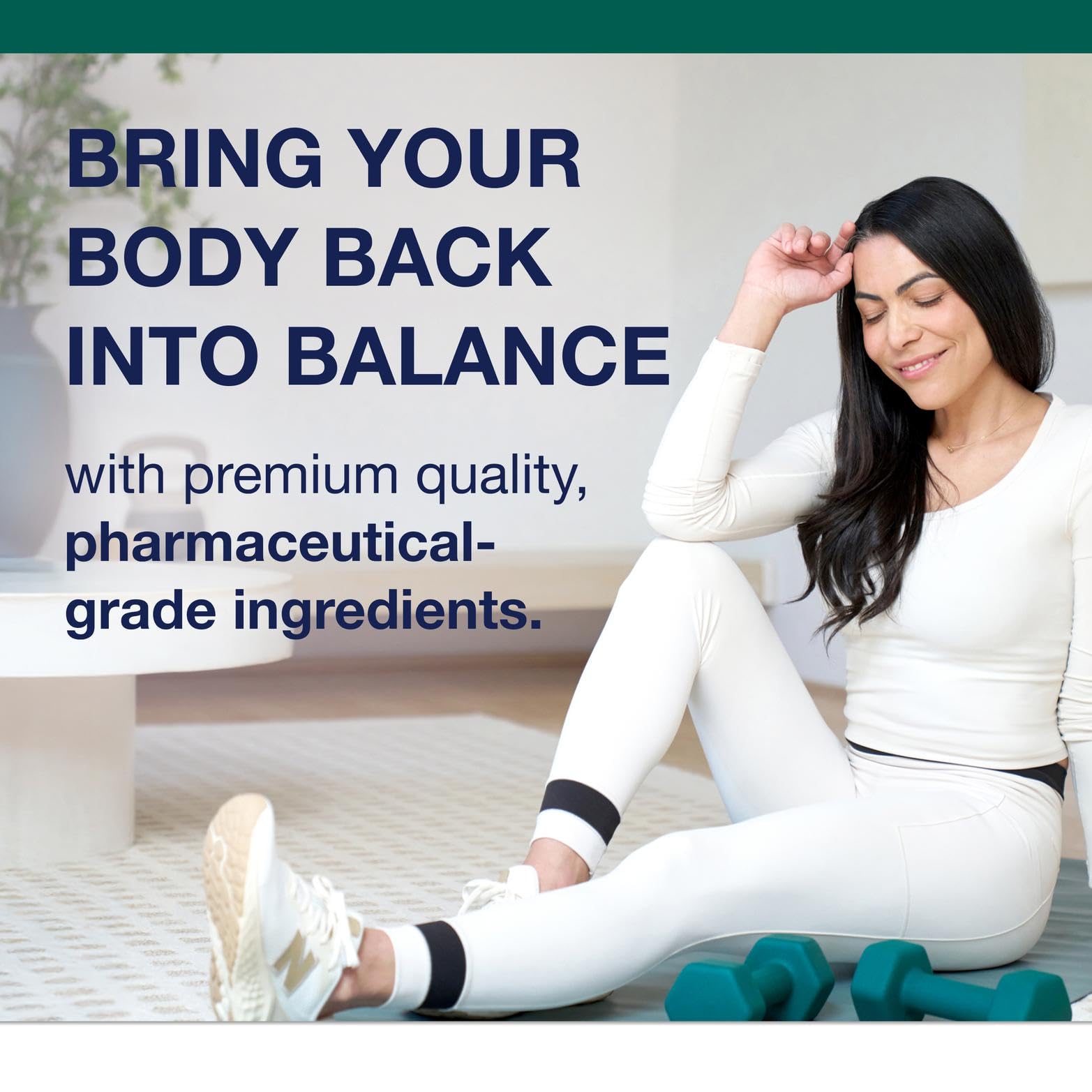 Glass bottle on counter evokes everyday wellness and routine