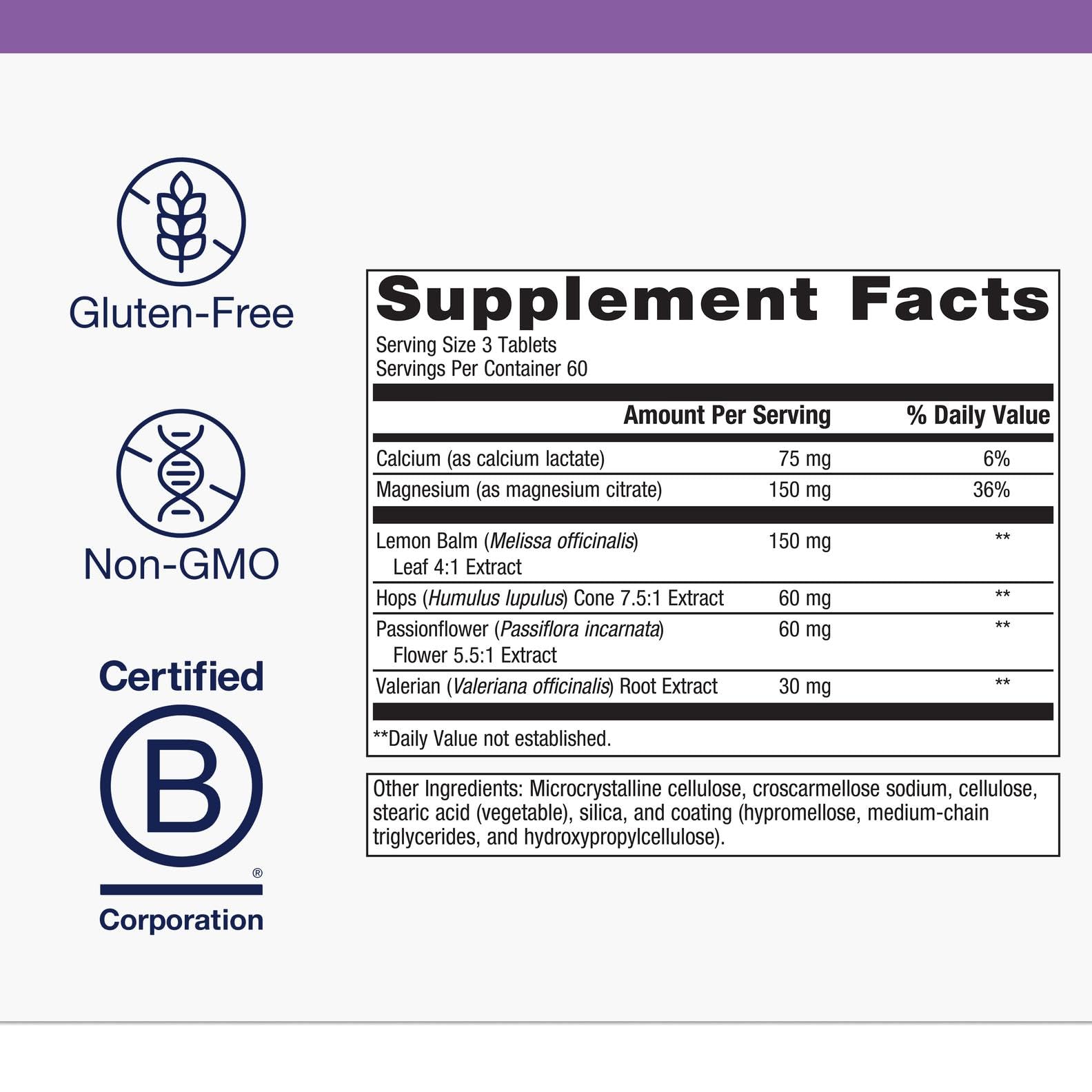 Metagenics MyoCalm Plus tablets on white surface for sleep-friendly relaxation