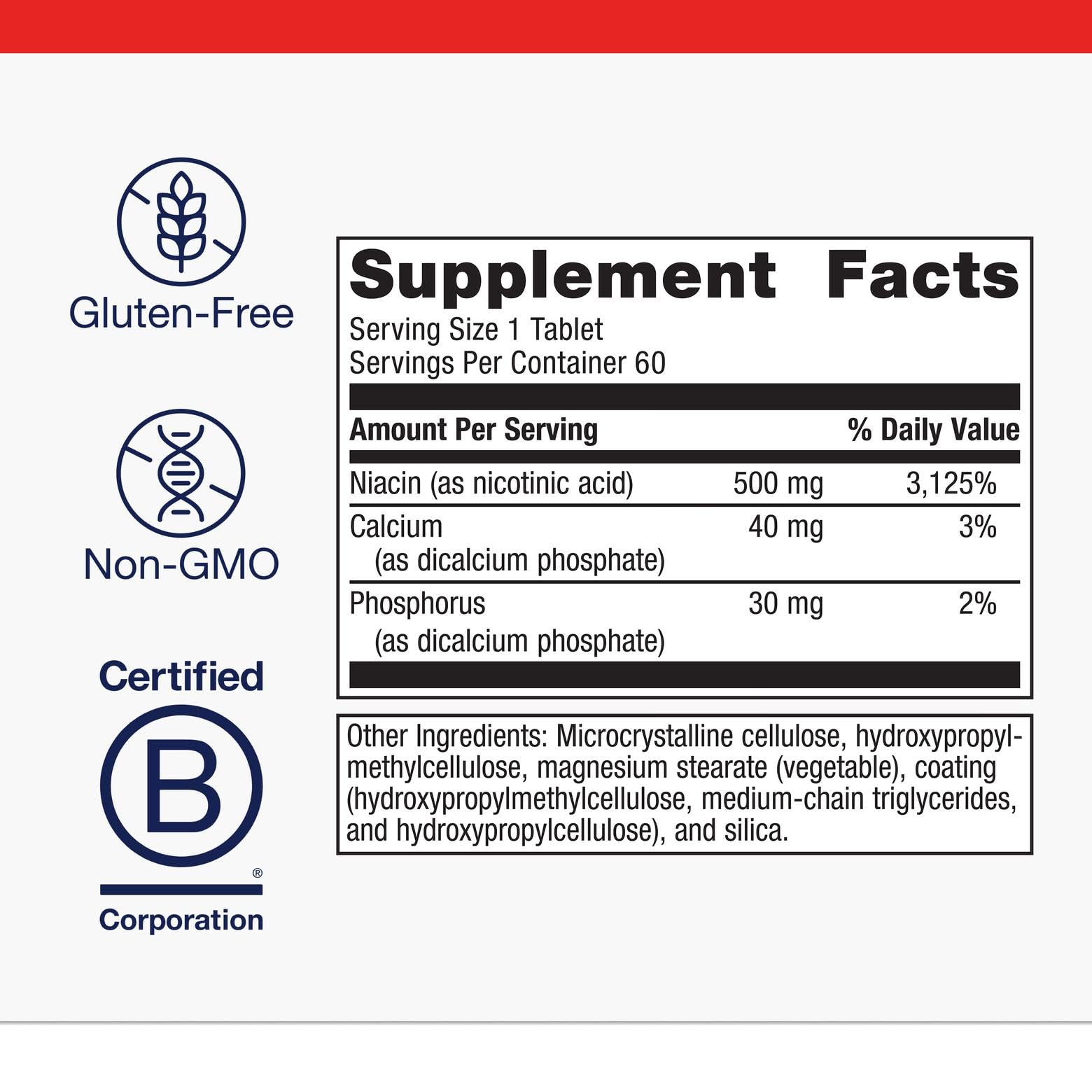 Metagenics Niatain bottle side view showing dosage and extended-release form for smoother intake.