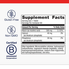 Metagenics Niatain bottle side view showing dosage and extended-release form for smoother intake.