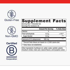 Closeup of Metagenics NutraGems CoQ10 300 mg chewable gels texture and easy chewability