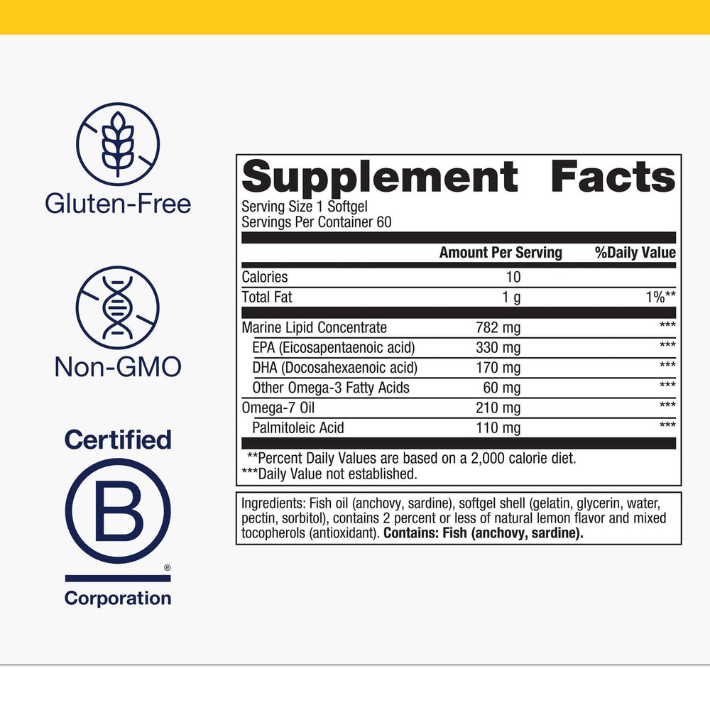 Metagenics OmegaGenics Mega 10 bottle pour highlights easy daily omega intake