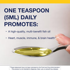 Metagenics OmegaGenics EPA-DHA 2400 mg lemon label emphasizes purity and sustainability.