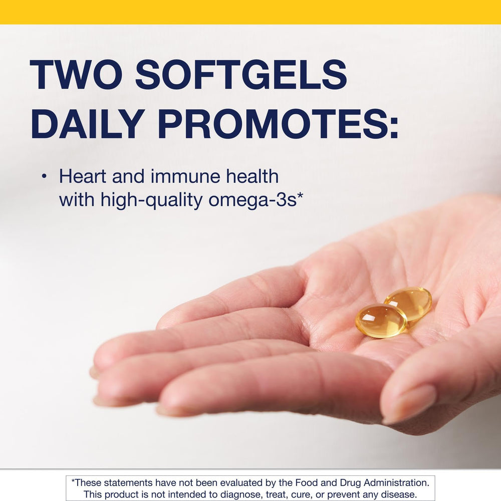 Closeup of Metagenics OmegaGenics softgels emphasizing triglyceride form