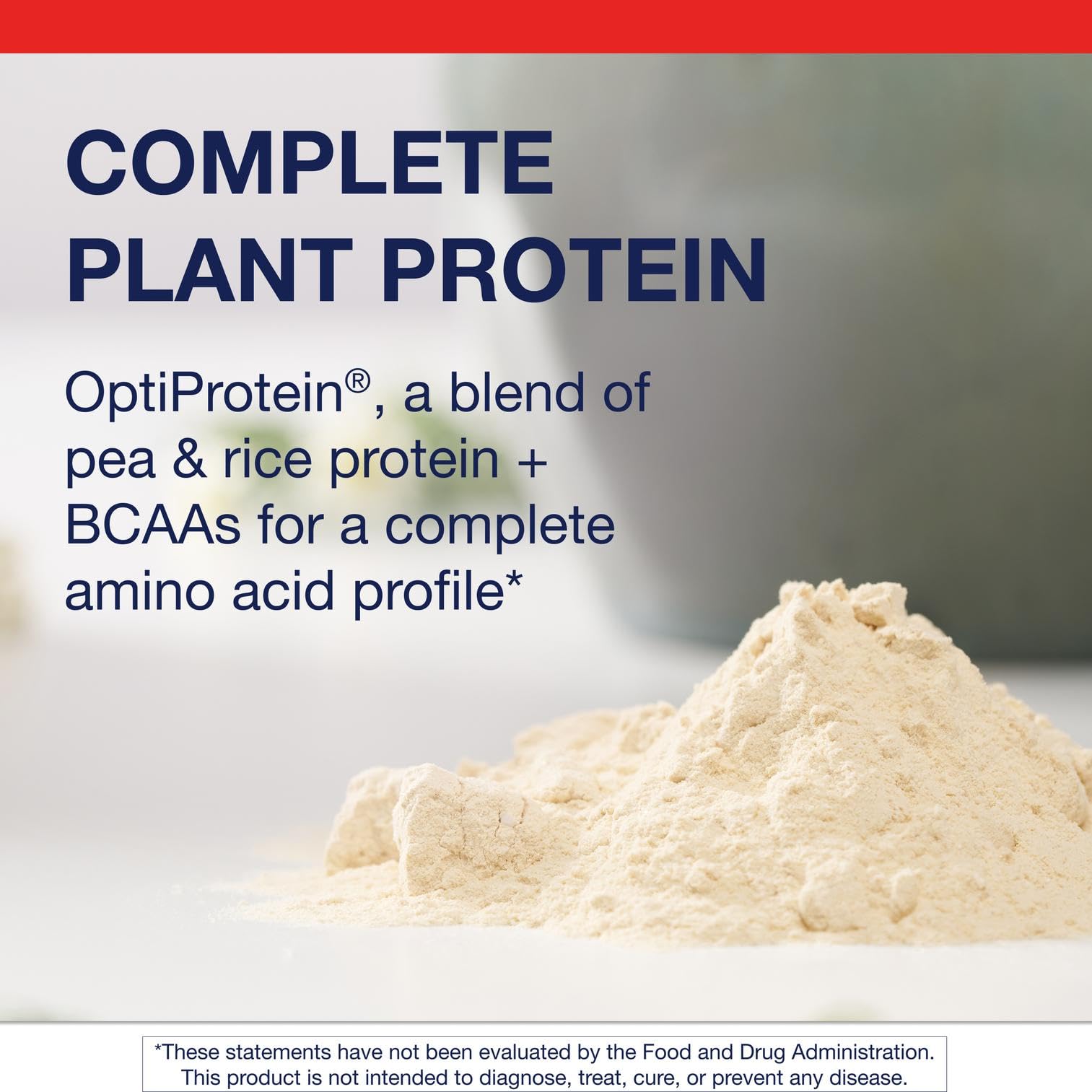 Scoop beside shaker shows Metagenics protein powder's easy mixability.
