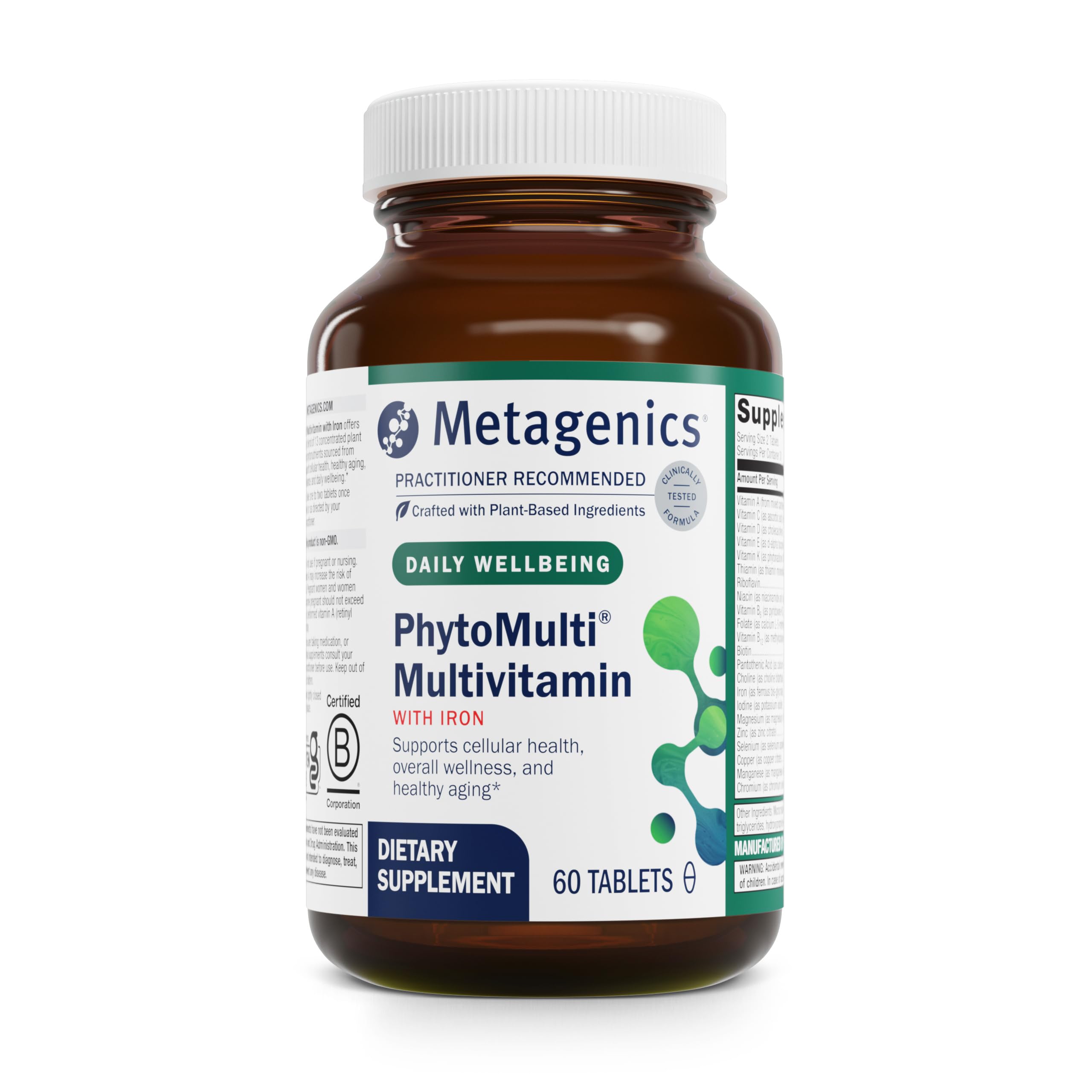 Metagenics PhytoMulti with Iron bottle front showing daily wellness potential