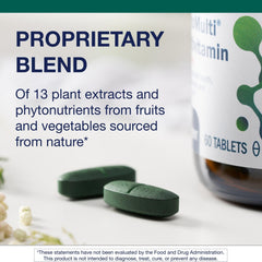 Non-GMO and gluten-free label on Metagenics PhytoMulti with Iron packaging