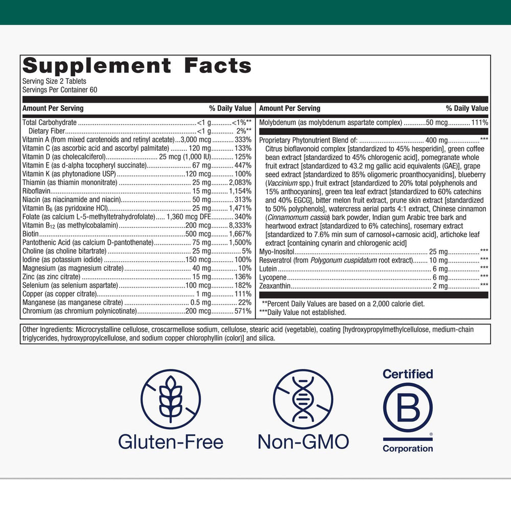 Metagenics PhytoMulti Without Iron tablets close-up for convenient daily use.