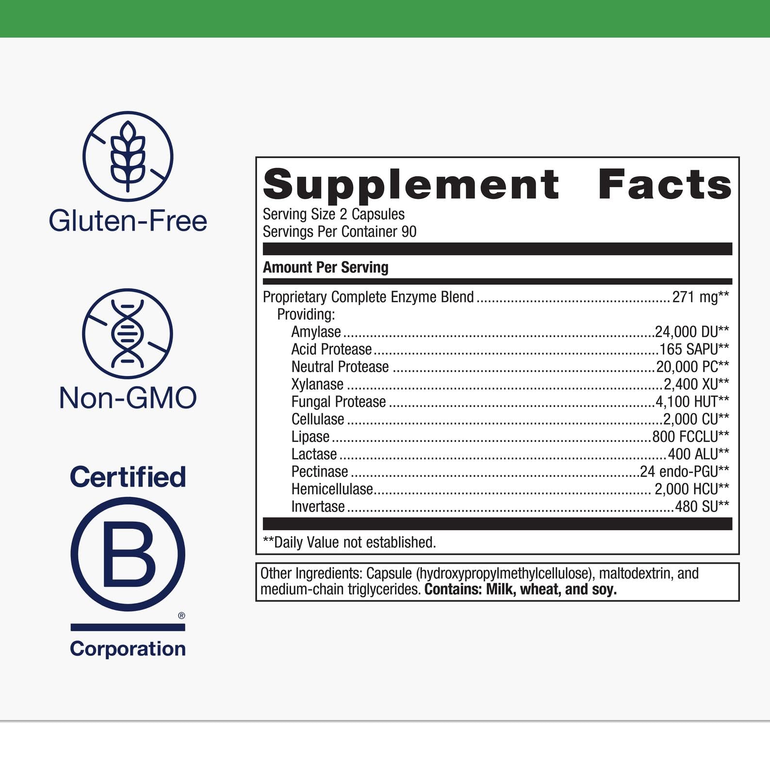 SpectraZyme label shows gluten-free vegan formula for digestion.